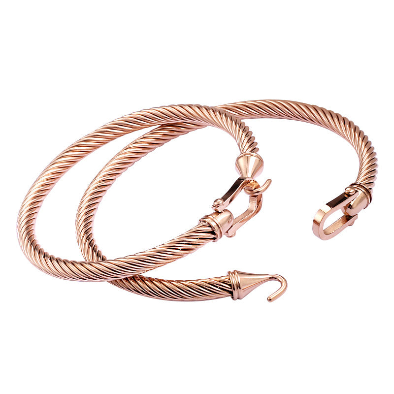 Wholesale Horseshoe Buckle Titanium Steel Cable Twisted Wire Bracelet